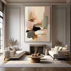 Art mural 3D vertical gris abstrait minimaliste contemporain sur toile pour la décoration de la maison et les galeries - Product Image 1
