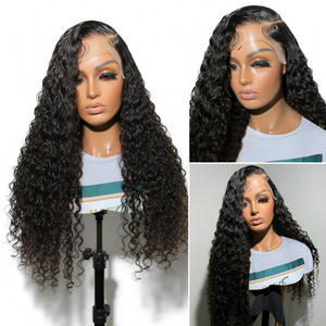 Pelucas de Cabello Humano con Frente de Encaje 13x4, Ondas de Agua, Sin Pegamento, Pre-Arrancadas, Pre-Cortadas, Cabello Virgen Brasileño, Línea de Cabello Natural para Mujeres Negras - Product Image 1