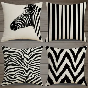 Housse de coussin zèbre imprimé noir et blanc, housse d'oreiller zèbre, housse de coussin de canapé moderne