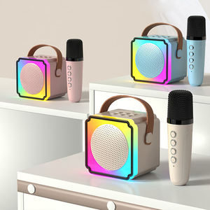 Mini haut-parleur Hi-Fi actif à double microphone avec éclairage LED RGB, 2 microphones sans fil pour chanter du karaoké, audio Hi-Fi, cadeaux Hi-Fi - Product Image 4