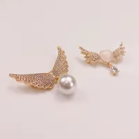Broche Plaqué Or Rose Ailes d'Ange en Cristal et Strass pour Femme et Enfant, Style Coréen, Tempérament Artistique, pour Fête et Mariage
