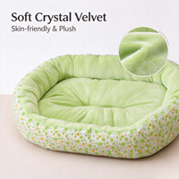 Canapé-lit pour animaux de compagnie, chien et chat, floral, toutes saisons, coussin doux, nid douillet avec tissu ultra-doux en cristal et rembourrage en coton pour une utilisation en intérieur