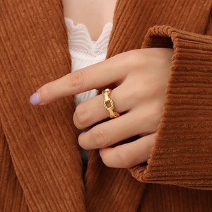 Ins Dainty Women Rings Jewelry Stainless Steel Open Adjustable Rings Gold Chain Ring - Product Image 2