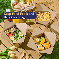 Conteneur alimentaire à emporter en papier kraft à paroi simple, écologique, recyclable, imperméable, avec logo personnalisé