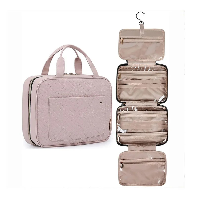 2022 New Travel Bag with Hanging Hook Luxury Cotton Makeup Cosmetic Bag for Accessories Travel Organizer
