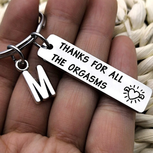 Porte-clés amusants, breloques pour couples, porte-clés avec initiales, merci pour tous les orgasmes, porte-clés avec initiales A-Z, porte-clés sexy pour la Saint-Valentin - Product Image 3