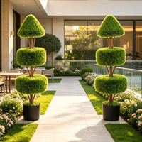 Arbre topiaire artificiel à trois formes en pot, plante de buis artificielle pour hôtel, villa, patio, jardin, projet de paysagisme commercial, décoration