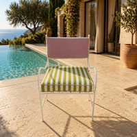Fauteuil d'extérieur rayé couleur personnalisée, structure métallique antirouille, chaise de jardin de luxe pour terrasse de studio créatif