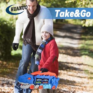 Circuit de course pliable pour enfants de 25 pouces qui se transforme en camion transporteur de dinosaures <span class=keywords><strong>T</strong></span>-<span class=keywords><strong>Rex</strong></span> debout - Product Image 6