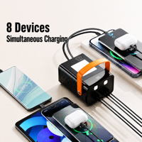 Batterie externe ultra haute capacité 80000 mAh, charge rapide 22,5 W, station portable avec 4 câbles détachables et lumière LED