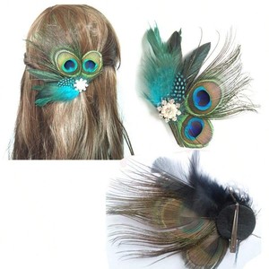 Pince à cheveux fleurie avec plumes <span class=keywords><strong>pour</strong></span> <span class=keywords><strong>femme</strong></span>, accessoire de coiffure <span class=keywords><strong>pour</strong></span> mariée, mariage, cocktail, thé, derby, chapeau de costume - Product Image 3