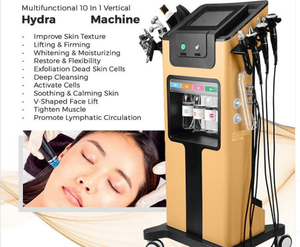 Appareil de soin de la peau 8-en-1 Vertical Aqua Facial Peel Water Hydrodermabrasion avec 10 embouts pour l'élimination des pigments, usage commercial pour les yeux - Product Image 6