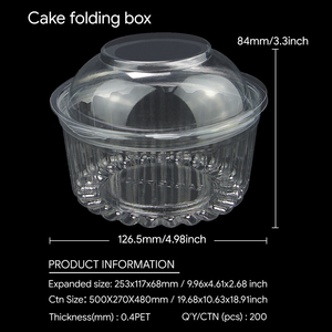 Atacado Personalizado Transparente <span class=keywords><strong>PET</strong></span> Plástico Garra Caixa Redonda Com Tampa Recipiente De Sobremesa - Product Image 2