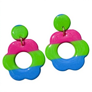 Nouvelles boucles d'oreilles en résine originales faites à la main, de qualité supérieure, colorées et élégantes, pour mariage, fête, fiançailles, cadeau tendance pour femme - Product Image 1