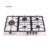 Estufa de Gas Empotrable Xunda de Alta Calidad, Acero Inoxidable, Cinco (5) Quemadores, para Cocina y Restaurante