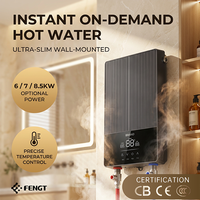 Chauffe-eau électrique instantané mural à écran tactile, chauffage rapide, certifié EMC, 6 kW, pour douches