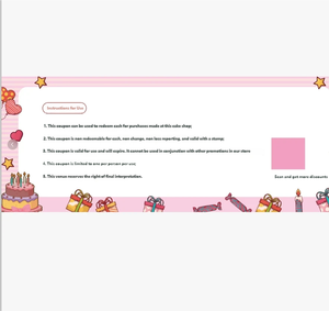 Buono Sconto Personalizzato da 50€ per Pasticceria, Design Rosa Cartone Animato per Compleanno, con Istruzioni di Utilizzo - Product Image 3