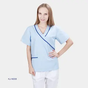 Fashion Perawat Scrub Rumah Sakit Medis Seragam Workwear untuk Rumah Sakit 100 Set Putih Polyester/Katun untuk Wanita Anyaman Unisex