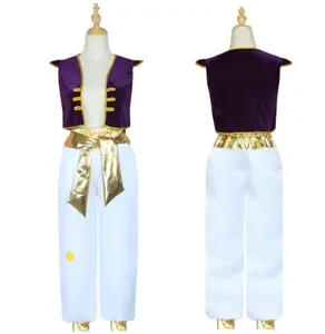 Pakaian Pangeran Arab rompi tanpa lengan rompi dengan celana Set pesta kostum Cosplay pengiriman Halloween dari US anak laki-laki