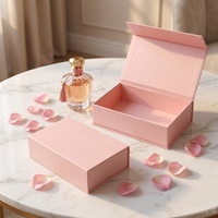 Boîte cadeau magnétique rigide de luxe en papier rose, avec impression personnalisée, tendance mode, pour emballage de flacon de parfum