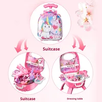 BJQ OEM Mini ensemble de coiffeuse en plastique portable 3-en-1 maquillage jeu de simulation jouets cosmétiques ensemble de beauté pour filles de 4 à 6 ans