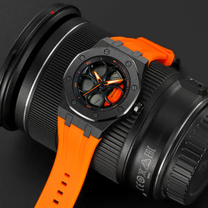 SKMEI 2359 jam tangan pria, arloji mobil tahan air, tali silikon Stainless Steel bercahaya, jam tangan kuarsa untuk pria - Product Image 4