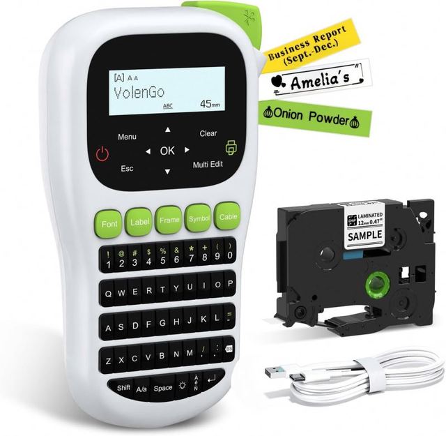 H1100 Portable Handheld Label Maker Machine Waterproof 12mm Laminated Tapes Multi-fonts Inkless Wire Label Printer