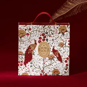 Изготовленная на заказ портативная коробка для конфет с принтом красная Свадебная Роскошная Магнитная Подарочная коробка Упаковка с ручкой