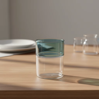 Mug à café personnalisé en verre borosilicate de haute qualité avec un design de style européen et des surpiqûres colorées