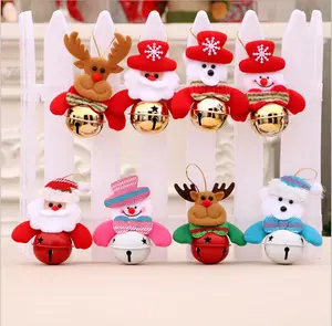 Natal Jingle Bells Santa Claus Snowman Bells untuk Pohon Natal Dekorasi Rusa Beruang Liontin Xmas Boneka Menggantung Ornamen