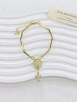 Bracelet ajustable en cuivre avec mini-breloques en émail en forme de crème glacée et perles de verre bleues, vente en gros pour cadeau