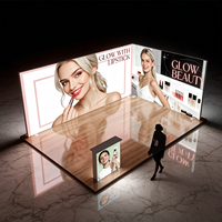 Stands de stand d'exposition en tissu avec comptoir pop-up rectangulaire, comptoir pliable pour salon professionnel, table de stand pop-up avec éclairage LED
