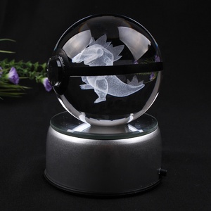 Boule en cristal K9 sculptée et gravée au laser avec base lumineuse USB pour cadeau de Noël - Product Image 1