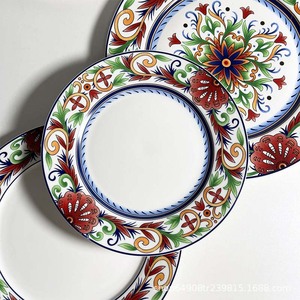 Plato de Cerámica Floral Bohemio Ecológico, Platos de Porcelana para Cena, Filete y Postre para Bodas y Fiestas - Product Image 6