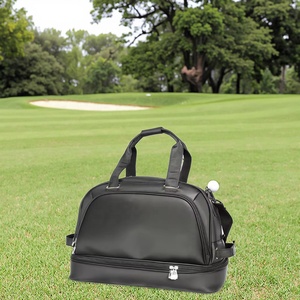 Bolsa de Golf Impermeable Estilo Boston Negra, Material PU, Cierre de Cremallera, Impresión de Logotipo Personalizado, Correa de Hombro Simple, 48*28*30cm - Product Image 1