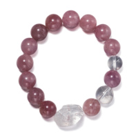 Bracelets en quartz rose de Madagascar faits à la main, énergie curative, porte-bonheur, argent, bracelets spirituels pour femmes