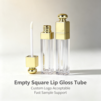 Tube de brillant à lèvres carré personnalisé en ABS peint par pulvérisation, emballage de 6 ml, flacon cosmétique vide, modèle 4015, transfrontalier