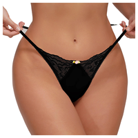 Celana Dalam Wanita U447 Terlaris, Lucu, Putih, Motif Bunga, Tali G-String, Kombinasi Voile dan Renda