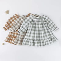 Hot Selling Kurzarm Baby Kleidung Leinen Kleid Baby Girl Gingham Kleid
