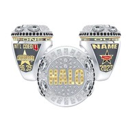 Anillo de Aleación Personalizado para Ganadores, con Emblema del Equipo Grabado, Número de Serie del Atleta, Incrustaciones de Diamantes de Imitación, Joyería Deportiva para Torneos
