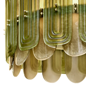 <span class=keywords><strong>Lustre</strong></span> <span class=keywords><strong>Art</strong></span> Déco en verre de Murano vert et fumé avec source de lumière LED, structure en fer, taille moyenne - Product Image 4