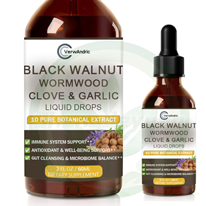 Complément alimentaire en gouttes liquides de noix noires, armoise, clou de girofle et <span class=keywords><strong>ail</strong></span>, marque privée OEM, pour le nettoyage intestinal, l'équilibre du microbiome et les propriétés antioxydantes - Product Image 1