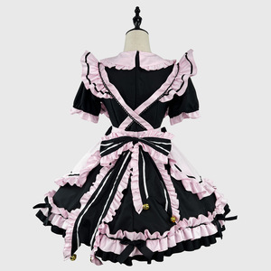 Nuovo <span class=keywords><strong>Costume</strong></span> da Cameriera in Stile Lolita Giapponese, Abito Cosplay Nero e Rosa per Adulti, Uniforme da Gattina con Fiocco, Set <span class=keywords><strong>Costume</strong></span> di Halloween - Product Image 3