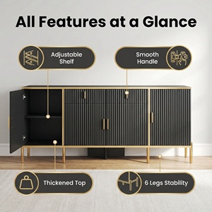 Buffet moderne de 60 pouces avec <span class=keywords><strong>rangement</strong></span>, armoire de <span class=keywords><strong>rangement</strong></span> pour salon avec pieds en métal doré pour meubles de maison - Product Image 4