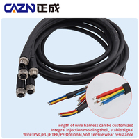 Venta caliente 1 metros M12 recto en ángulo recto código S 2 + PE 3 + Pines de PE sin blindaje cables moldeados de PVC conectores de Cable macho hembra