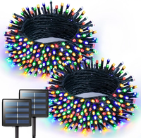 Guirlande lumineuse LED solaire pour Noël, décoration extérieure pour jardin, rue, arbre, mariage, fête, blanc chaud, rouge, bleu