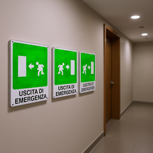 Panneau d'indication d'urgence incendie et de sécurité TTAKE, direction de sortie, vert avec texte « En cas d'urgence » - Product Image 3