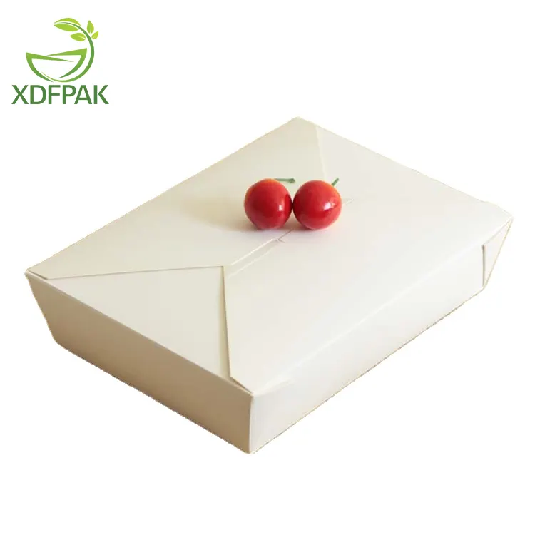 Takeaway white paper box for food Take out package fried chicken barbecue lunch box disposable fruit salad box