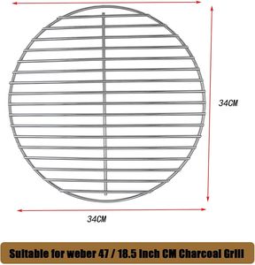 Grille de remplacement pour <span class=keywords><strong>barbecue</strong></span>, grille à charbon de bois robuste en acier inoxydable, grille de cuisson pour <span class=keywords><strong>barbecue</strong></span> <span class=keywords><strong>Weber</strong></span> Kettle - Product Image 2
