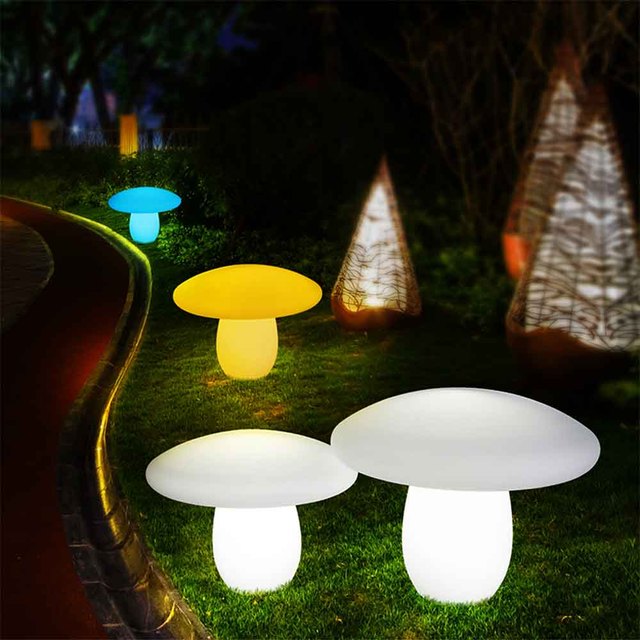 Mushroom Glowing Waterproof Outdoor Garden Landscape Decoration Round Color Changing Solar Led Ball Stone Light